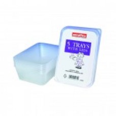 FOOD CONTAINERS WITH LIDS 5's  (PLASTIC) 615ml