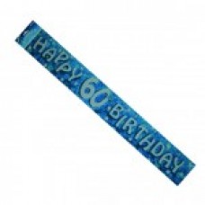 HAPPY BIRTHDAY BANNERS HOLOGRAPHIC BLUE 60TH