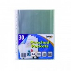 PUNCHED POCKETS A4 PACK OF 30 