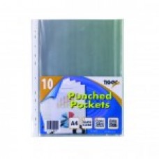 PUNCHED POCKETS A4 PACK OF 10 "NEW"